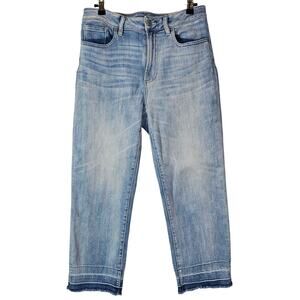 Loft High Rise Straight Leg‎ Crop 24" Inseam Light Denim Raw Hem Jeans Size 6